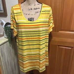 LuLaRoe “Classic T” Striped Yellow and Orange Women's Top Like new